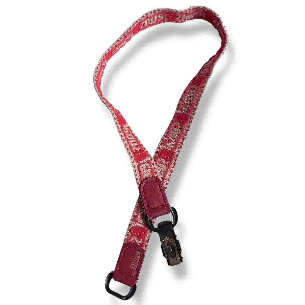 VINTAGE Red & Tan Elastic Belt “Jeans” with Metal Buckle